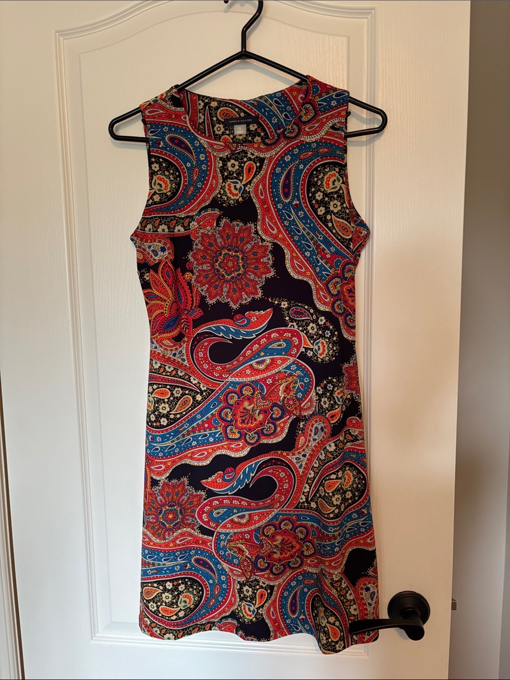 Tommy Hilfiger Red, Blue and Black Paisley Sleeveless Mini Dress